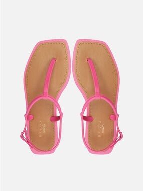 Arezzo Pink Flat Sandals Slim Square Brizza